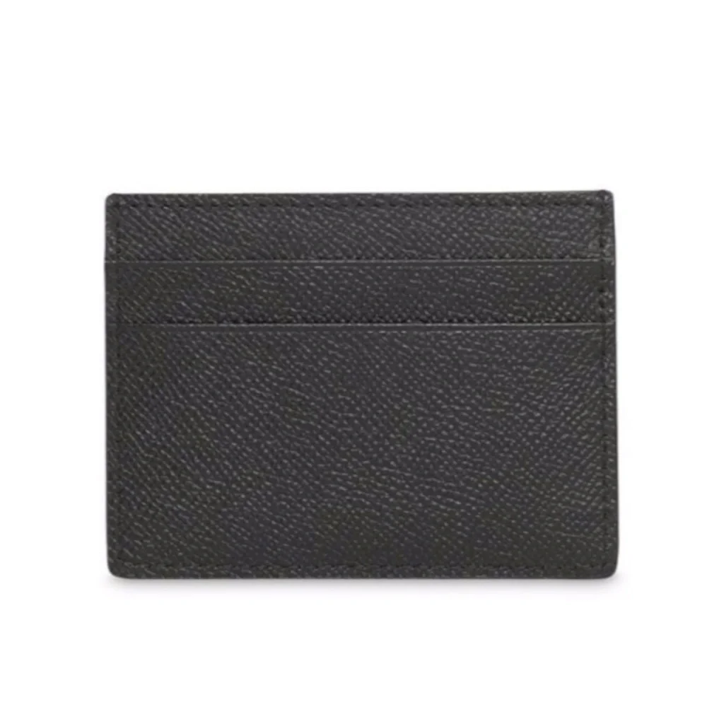Burberry Black Grained Leather Card Holder Wallet